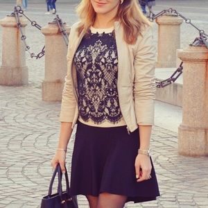 Diane Von Furstenberg Ivory Lace Overlay Sweater